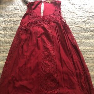 Burgundy Lace Shift Dress